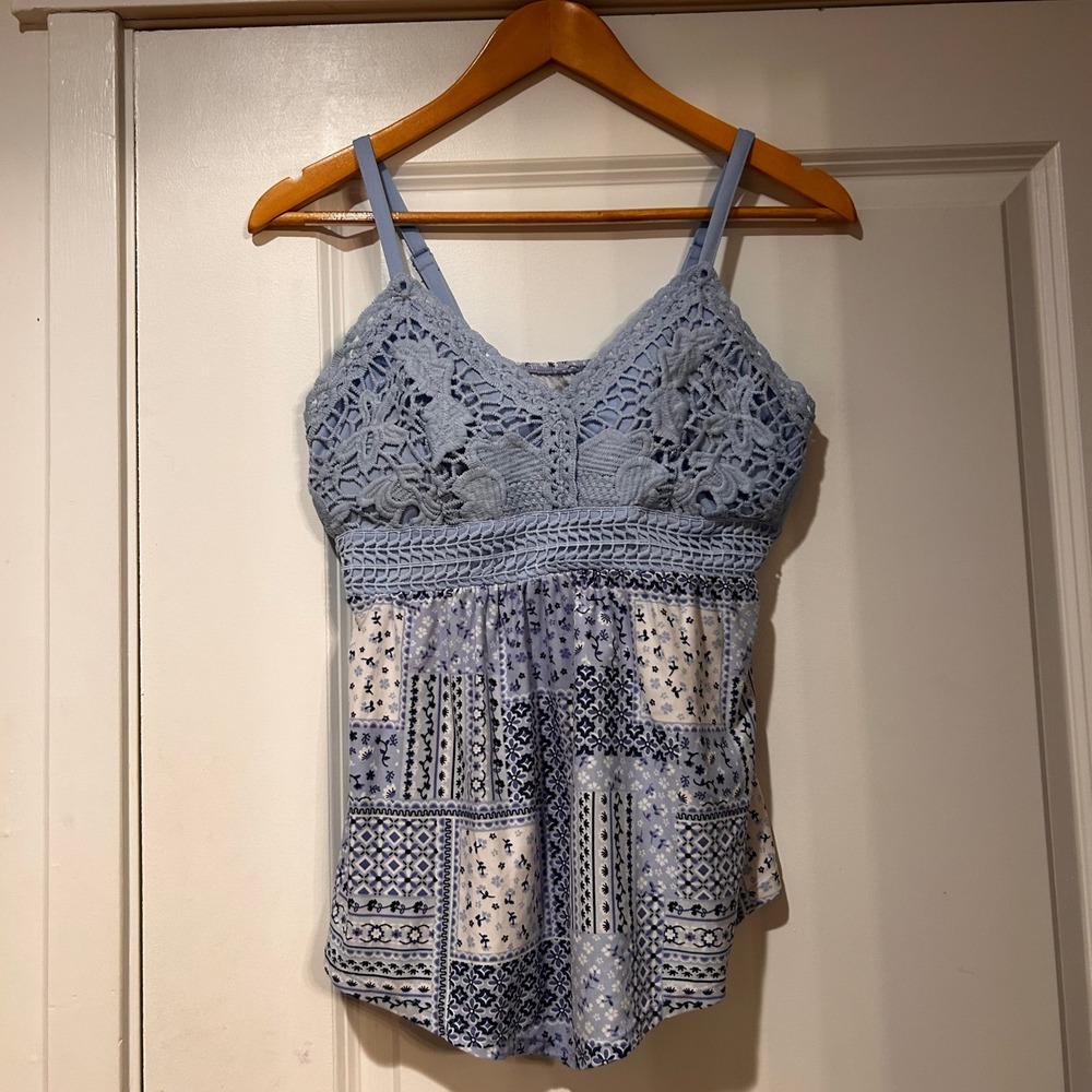 No Boundaries Y2K Babydoll Crochet Patchwork‎ Cami Tank Top Women's Small Lace